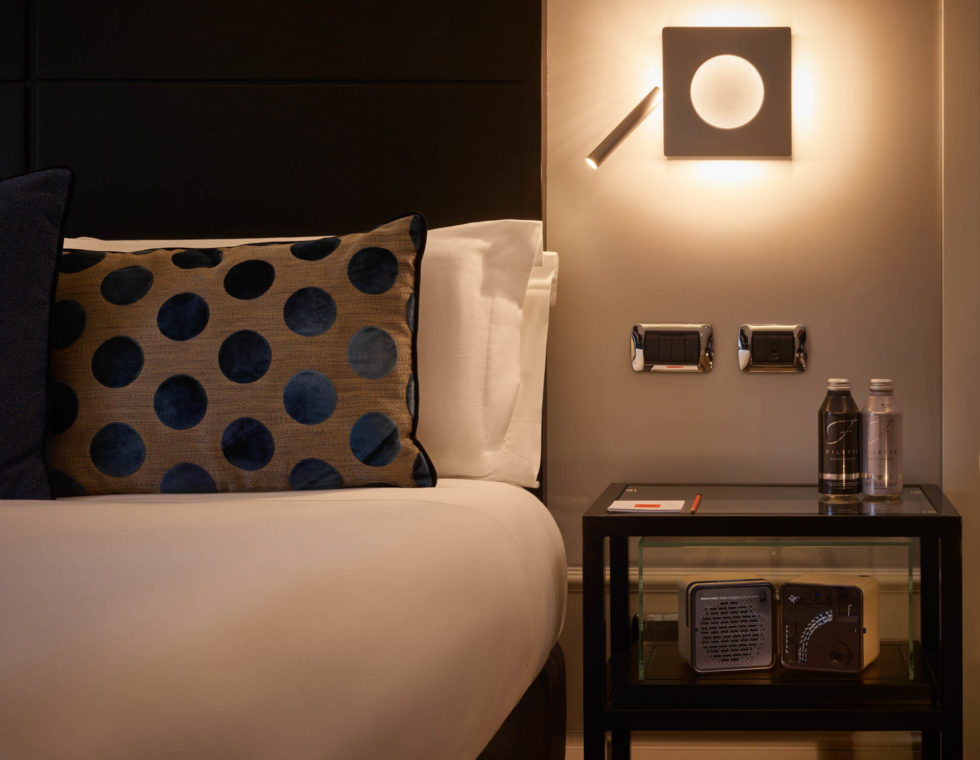 Detail of Italian design room at 47 Boutique Hotel with Marco Zanuso Radio Cubo